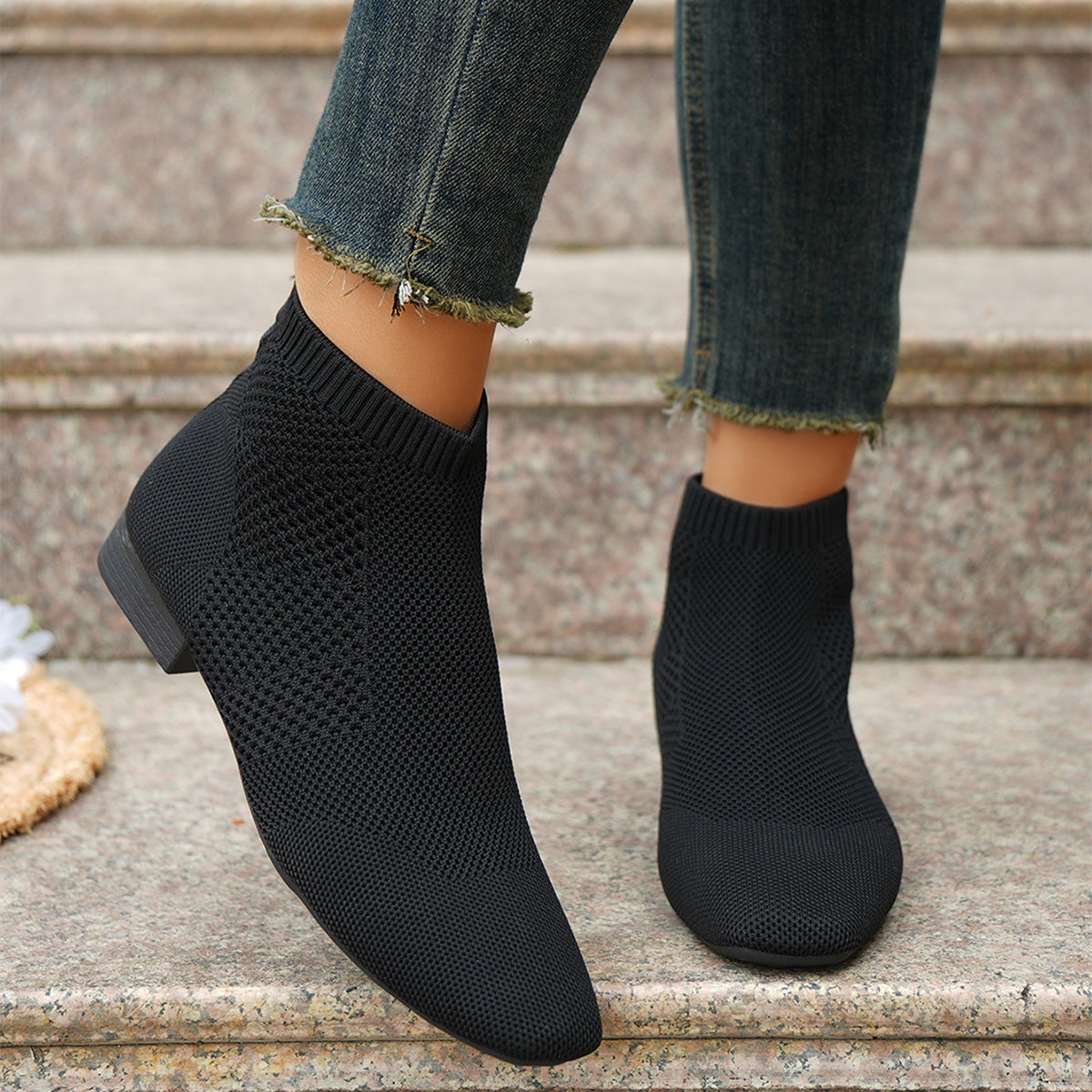 Plus Size Women's Boots Middle Tube Pointed Ankle Boots