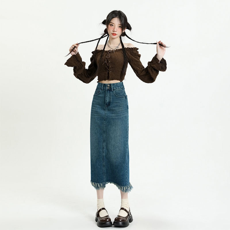 New Style Tummy-control Versatile Loose-fit Denim Skirt
