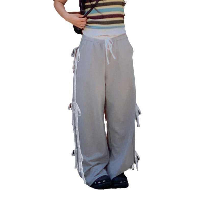 Women's Fashion Stitching Bow Casual Sweatpants