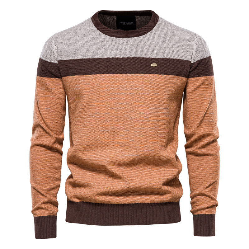 Mønsterstrikket langærmet herresweater