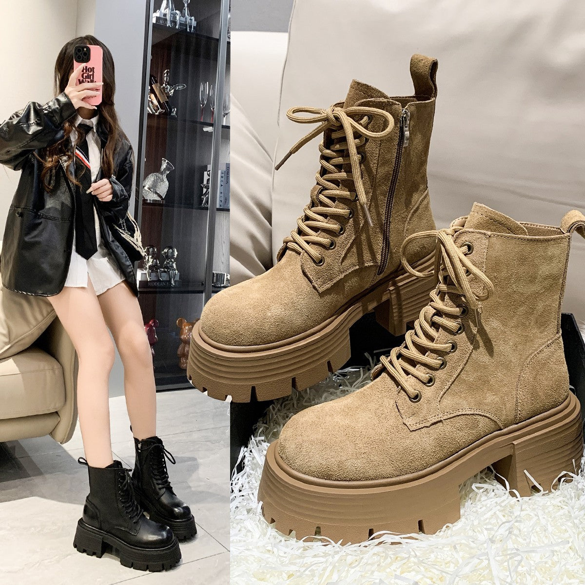 Heightened Muffin Booties British Style Super High Heels