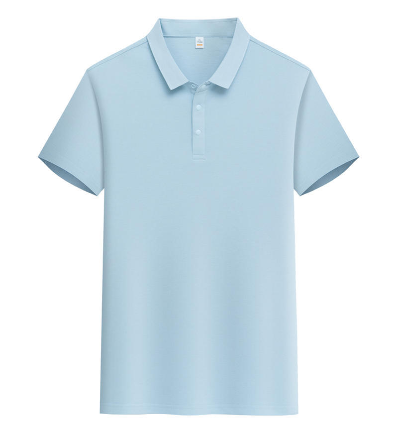 Male Solid Color Lapel Short-sleeved Advertising T-shirt