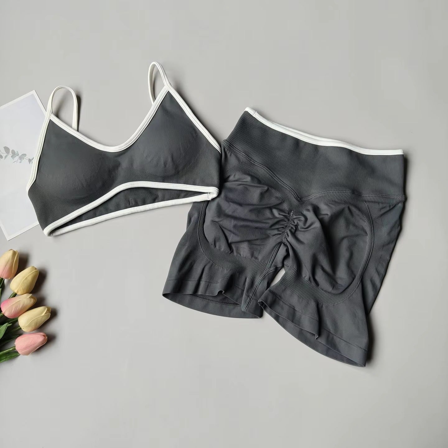 Womens High-Waisted Leggings And Top Two-Piece Workout Set