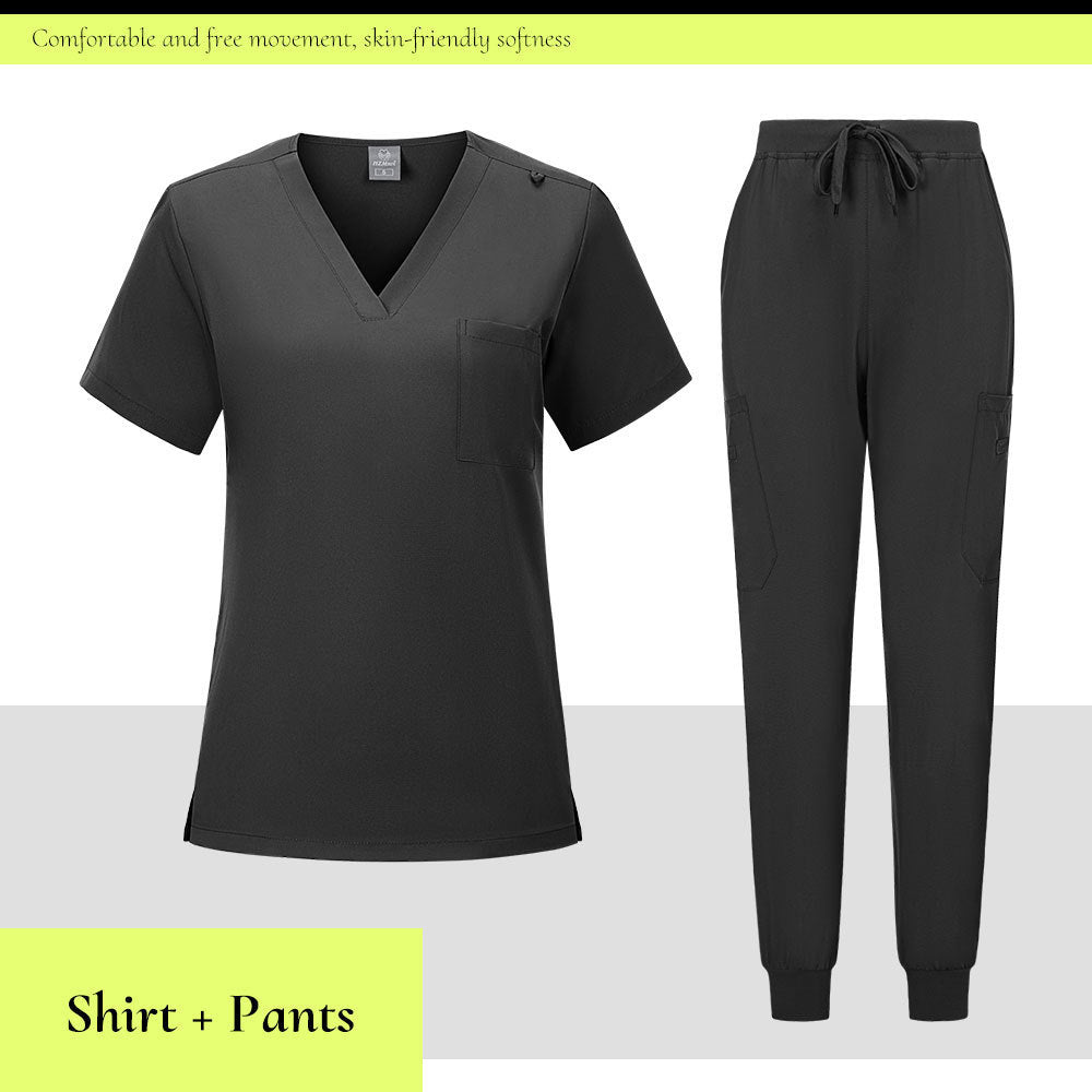 V-neck Medical Scrub Top And Pant Set