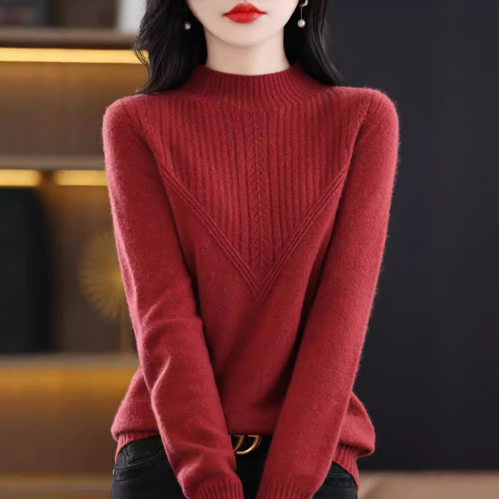 Front Line Færdiglavet Tøj Uld Halv Turtleneck Udhulet Sweater Underdel Top