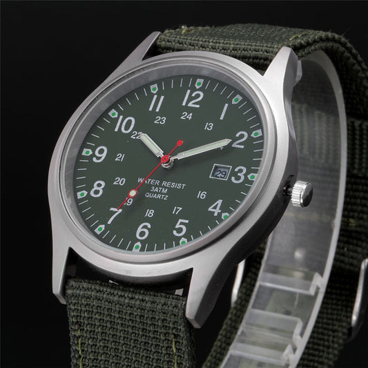 Watches Fabric Band Military Calendar Army Clock