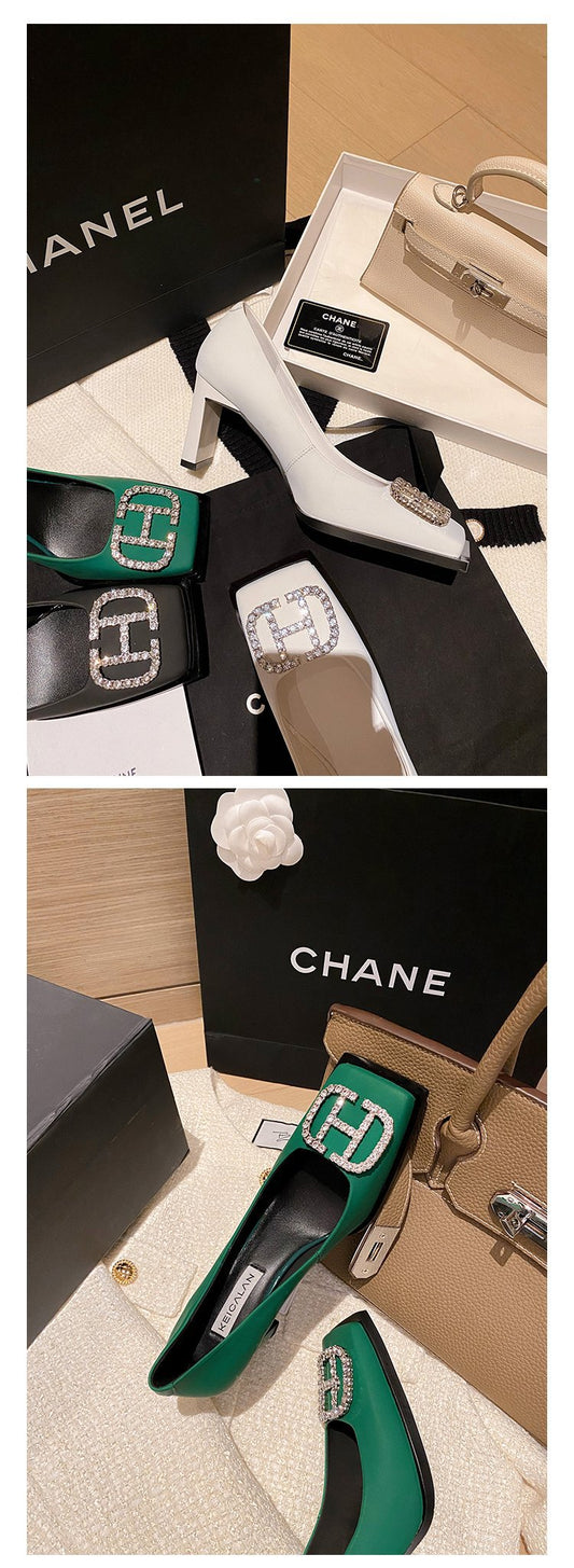 Fashion Versatile Shallow Square Head High Heels