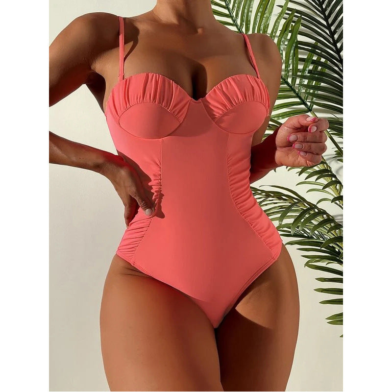 Women's Solid Color One Piece Swimsuit