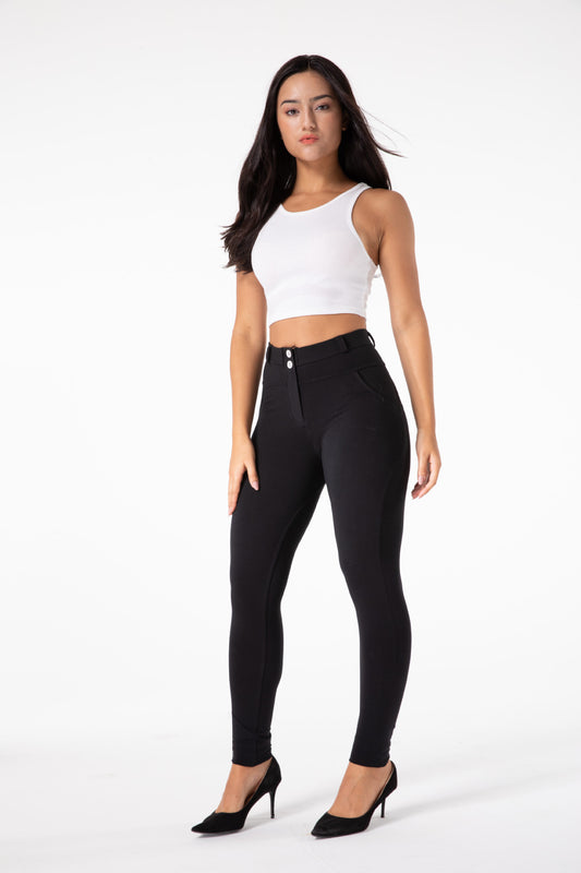 Black Mid Rise Tight Fitting Hip Dance Pants