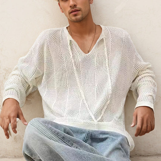 Elastic Hollow-out Micro-transparent Long-sleeved Loose Sweater