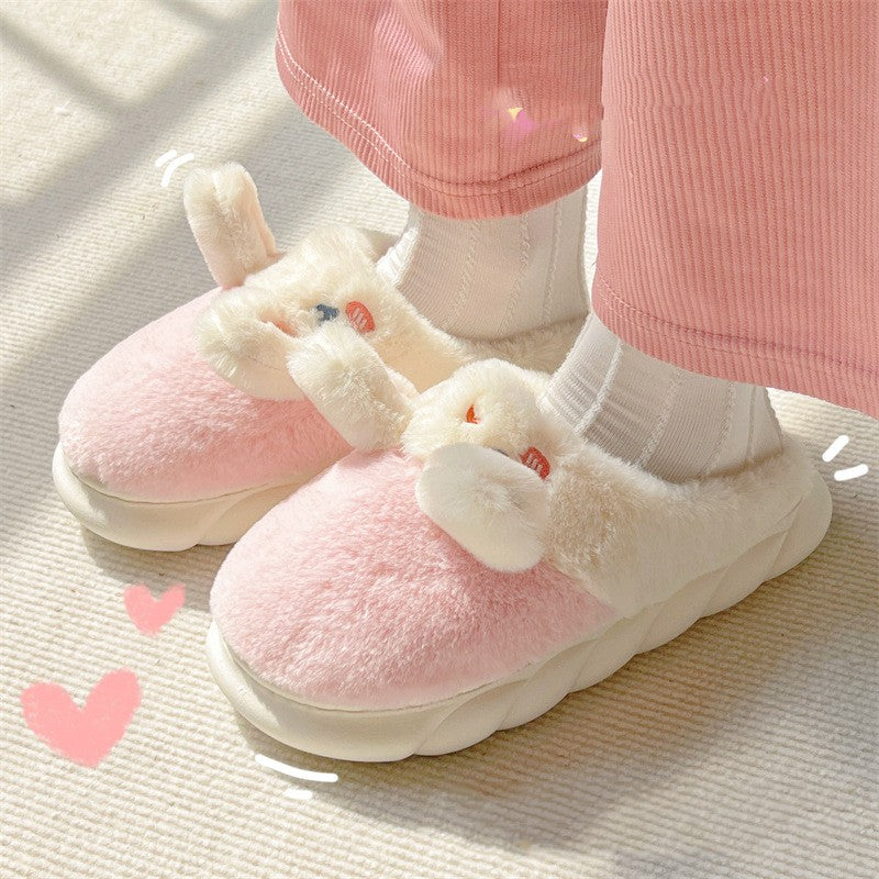 Women's Winter Home Plush Cotton Slippers Winter Platform Heel Covered Warm Student Dormitory