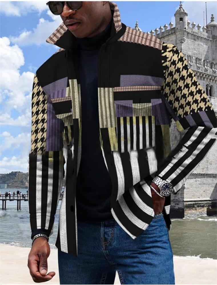 Fashion Men's Lapel 3D Printed Jacket