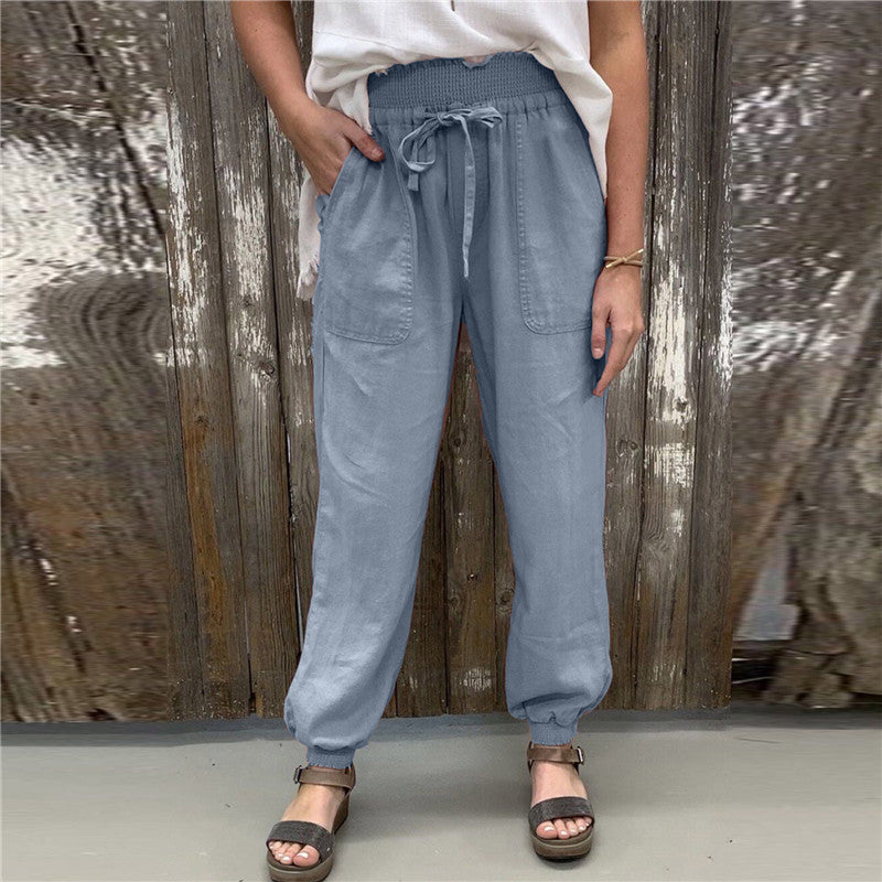 Loose Strappy Trousers Elasticated Slacks