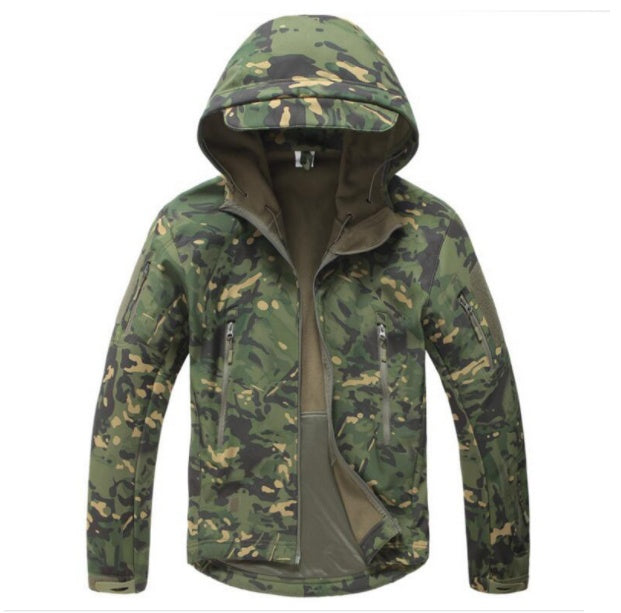 TAD shark skin soft shell jacket camouflage hooded fleece waterproof