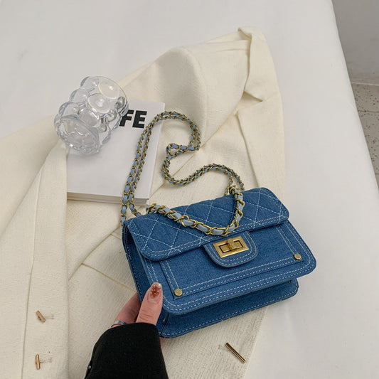 Casual Denim Shoulder Bag High-grade Lock Messenger Bag