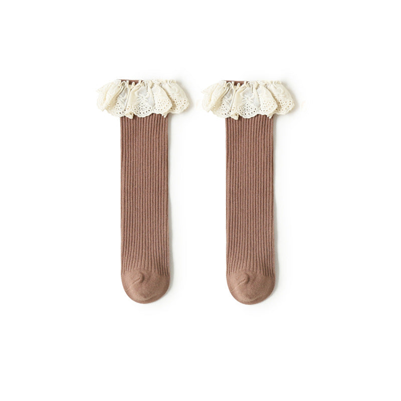 Girls' Heelless Socks Lace In Autumn And Winter