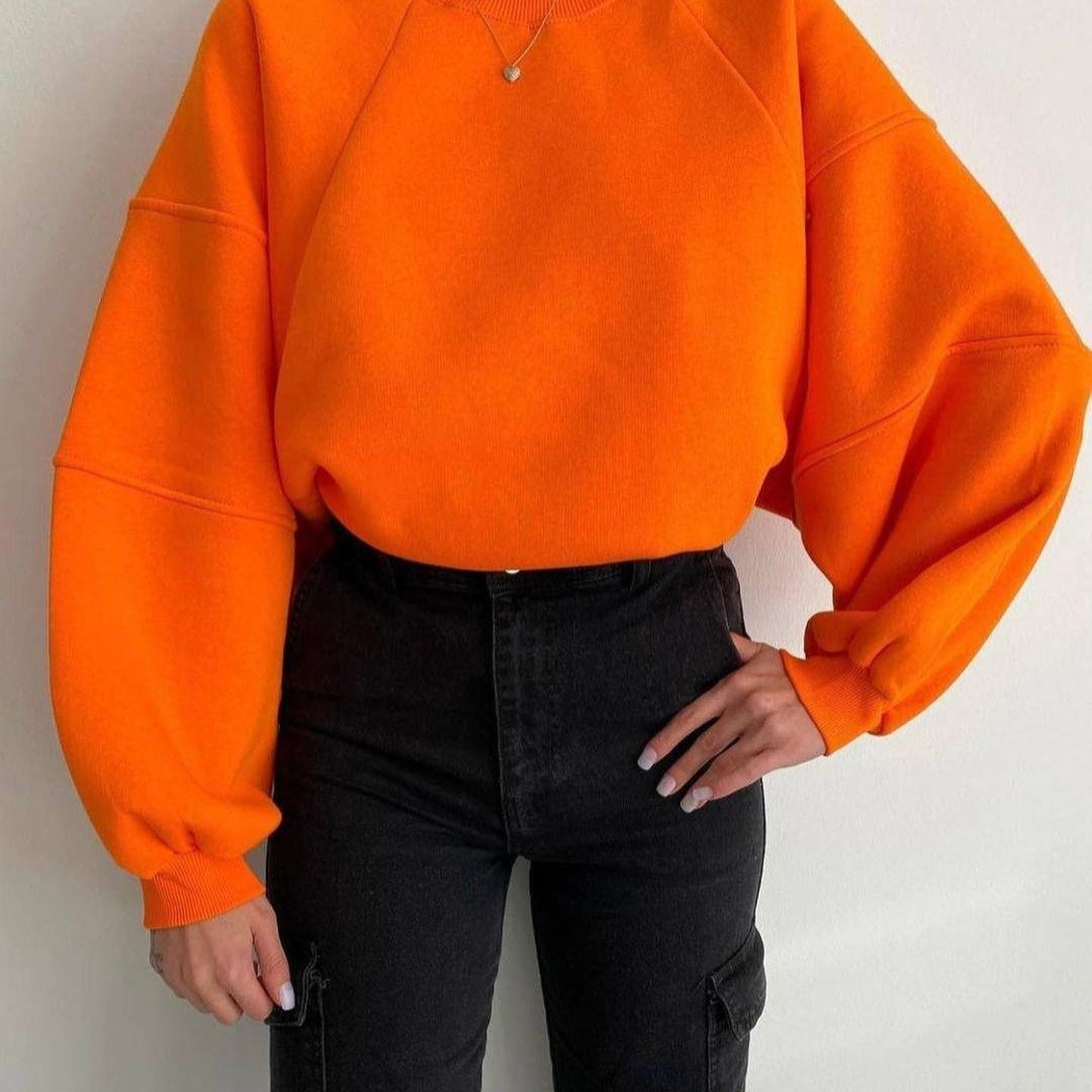 Ny rundhalset strikket langærmet ren sweater til kvinder