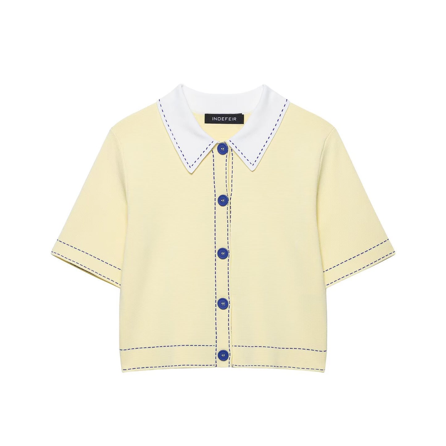 Women's Fashion Polo Shirt Stitched Knit Jacket