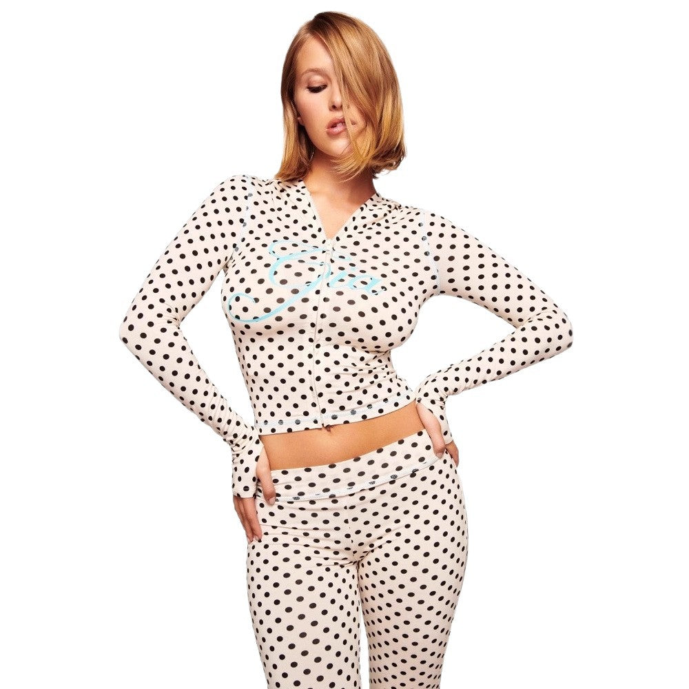 Solid-color Open-collar Printed Casual Long-sleeve Suit