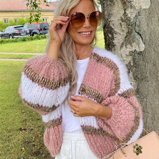 Cardigan Color Block Cardigan Women's Sweater