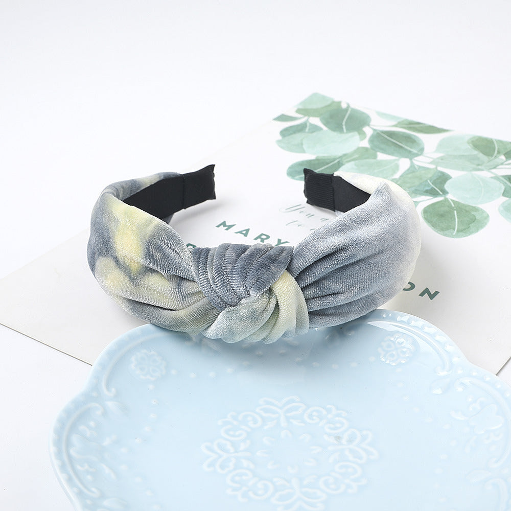 Fabric Headband Tie-dyed Velvet Knotted Headband Thickened