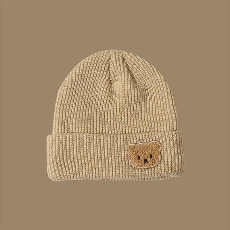 Knitted Wool Warm Hat Embroidered Bear Hat