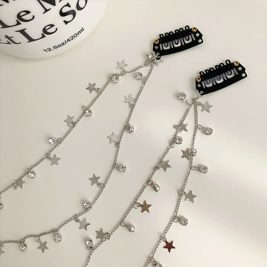 Sparkling Star Braided Hair Chain Long Tassel