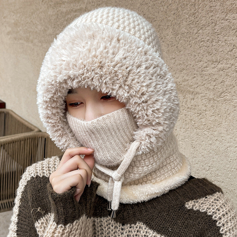 Fleece-lined Thickened Knitting Warm Neck Protection Windproof Hat
