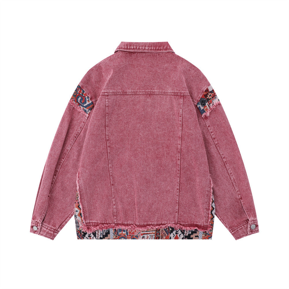 Heavy Industry Washed And Worn Stitching Edging Denim Jacket