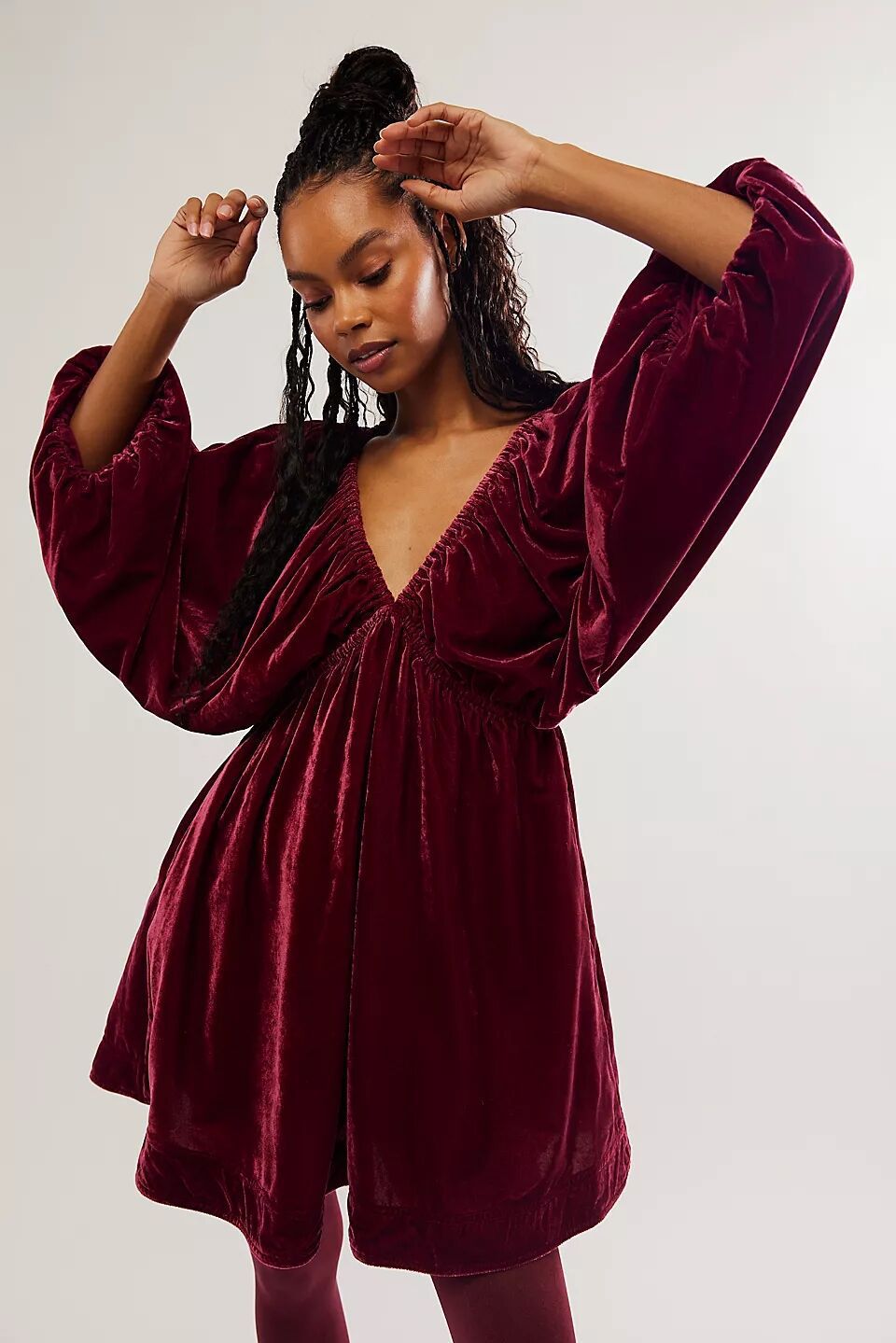Women's Comfort And Casual Gold Velvet V-neck Dress