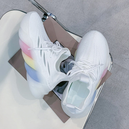 Rainbow Bottom Flying Knit Sneakers