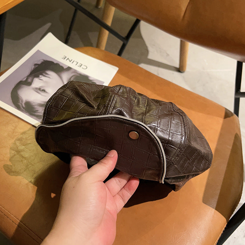 PU Leather Cloud British Retro High Quality Small Octagonal Cap Autumn And Winter Temperament