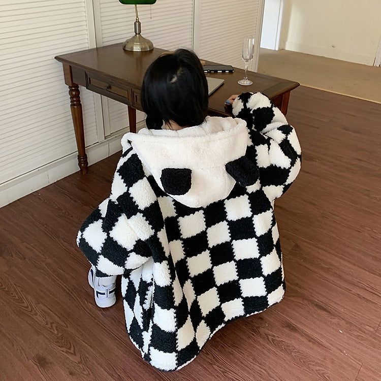 Design Zipper Hooded Blouse For Women Loose Coat