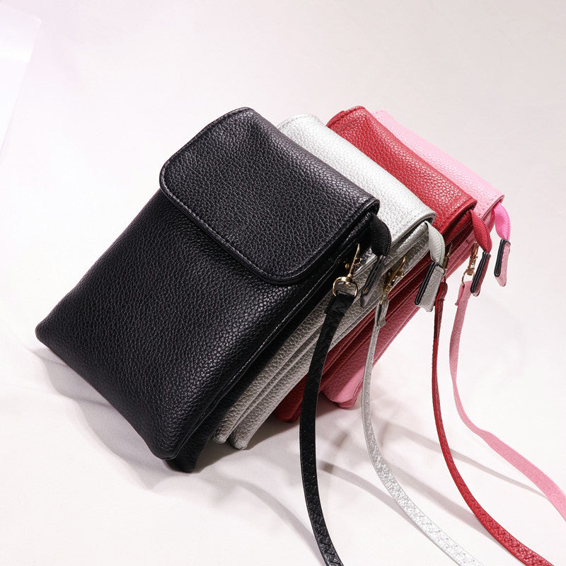 New Style Soft Leather Zipper Mobile Phone Bag For Women