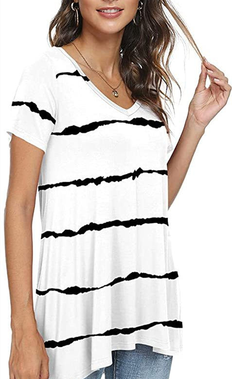 Women's Summer Casual V-Neck Loose Short Sleeve Top T-Shirt