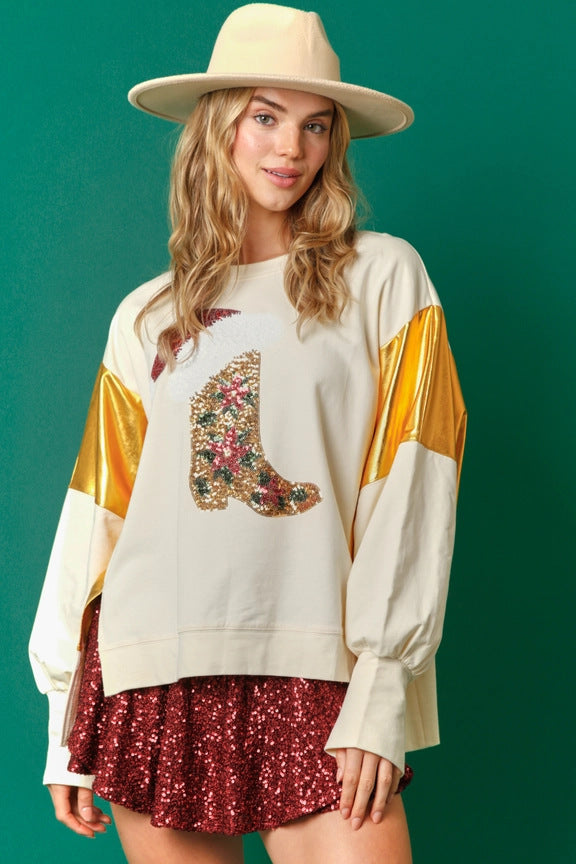 Autumn And Winter New European And American Christmas Sequins Long Sleeve Pullover Hoodie Women
