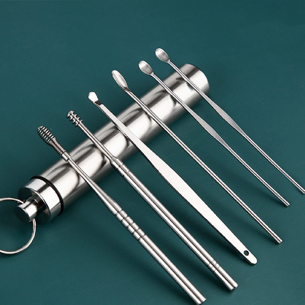 Fashion Stainless Steel Ear Pick 6-piece Set