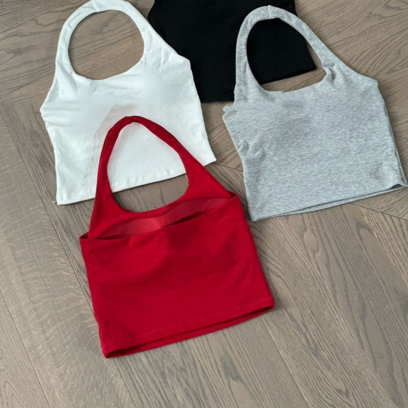 Dopamine Halter Spaghetti Stropper Vest Dame Sommer Med Brystpude Sexet Skønhed Ryg