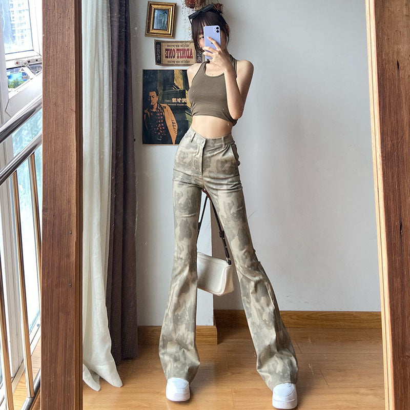 Women's Trendy Tie Dye High Waist Trousers Slim Fit