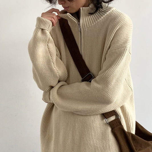 Winter Style Retro Half High Neck Sweater
