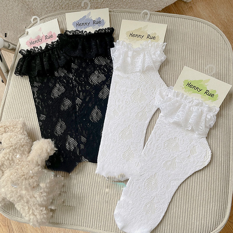 Fashion Simple Hollow Mesh Lace Women's Socks
