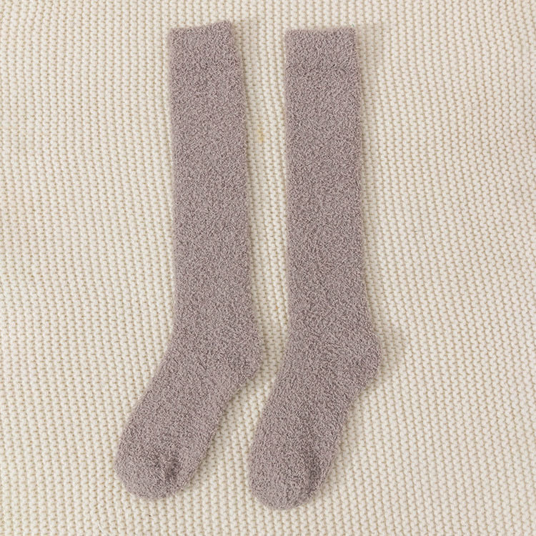 No Hair Loss Coral Velvet Knee Socks For Children To Thicken And Keep Warm