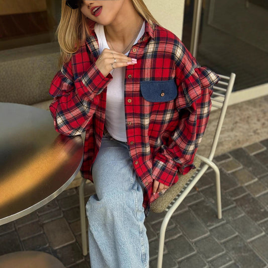 Retro Plaid Loose-fitting Versatile Shirt Jacket