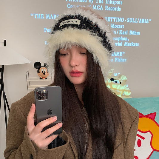 New Autumnwinter Plush Knitted Hat For Women