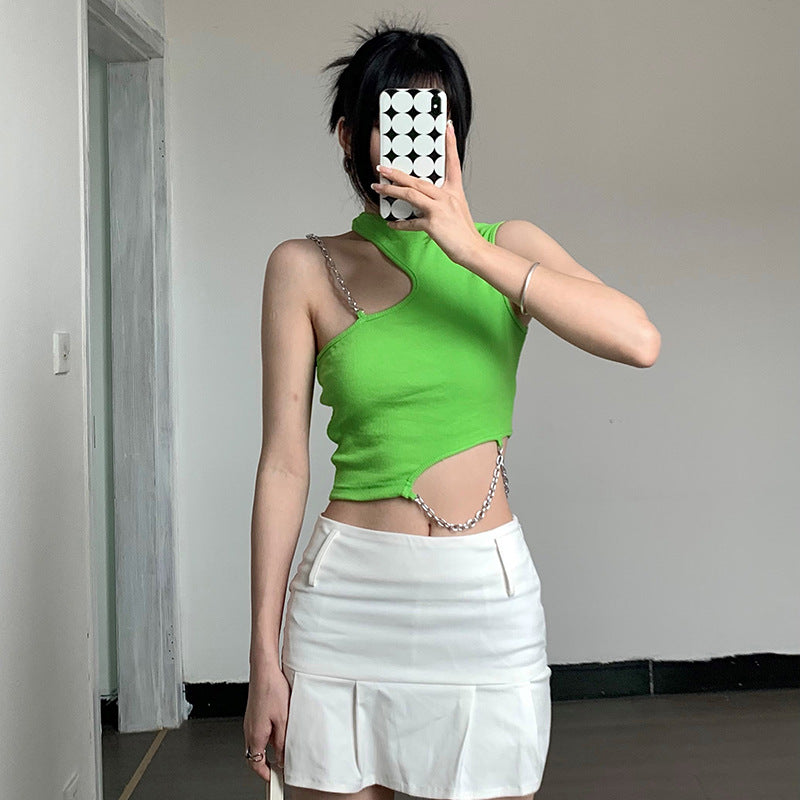 Uregelmæssig Halterneck Camisole Ny Slank T-shirt