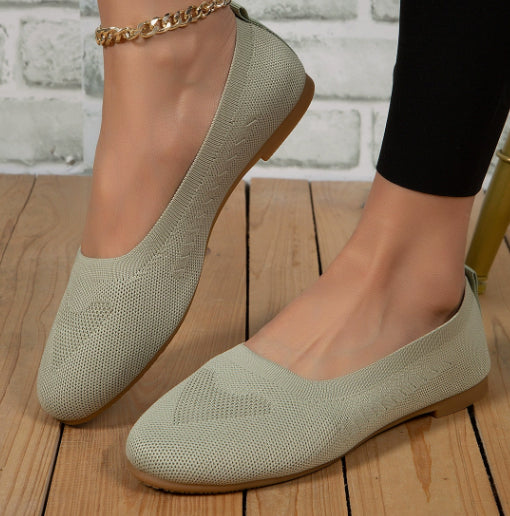Women's Fashion Round Toe Flat Bottom Flying Woven Shoes