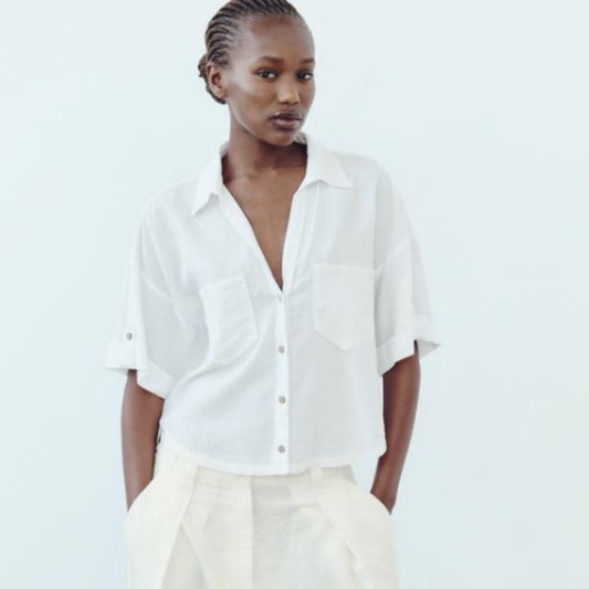 Retro Style Fashionable All-match Lapel Single Breasted Short Top