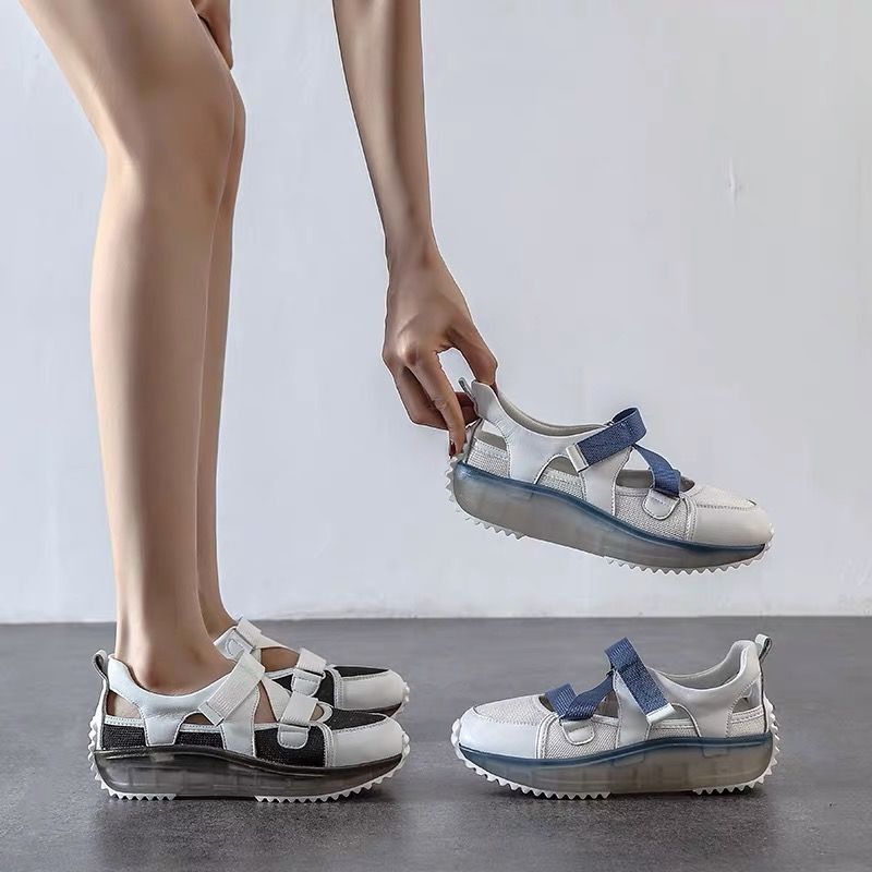 Hollow Old Shoes Female Bottom Breathable White Baotou Sports Sandals
