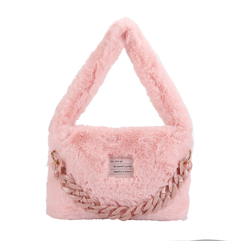 New Stylish Acrylic Chain Fluffy Bag For Commuting