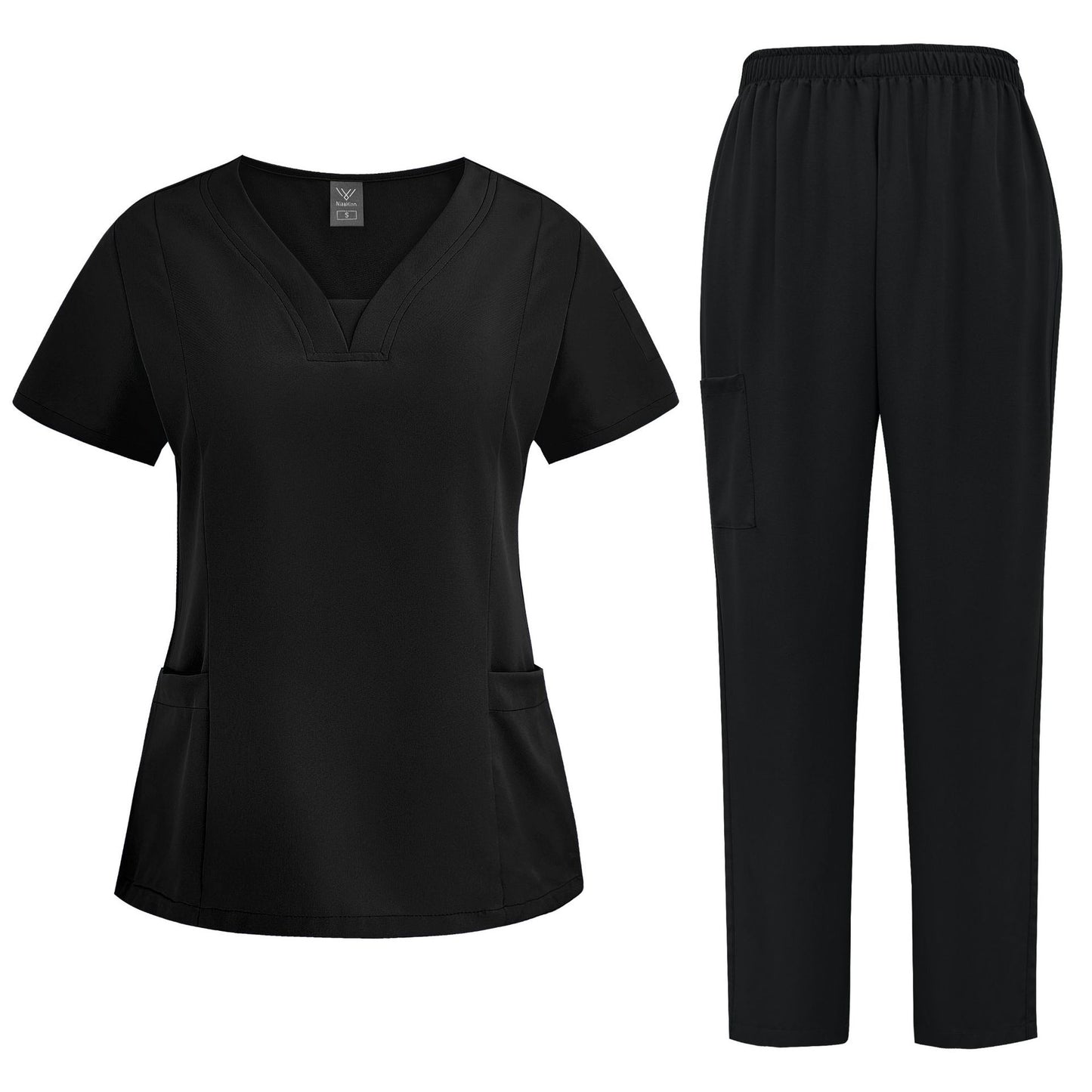 Women's Casual Loose Solid Color Nurse Workwear Set